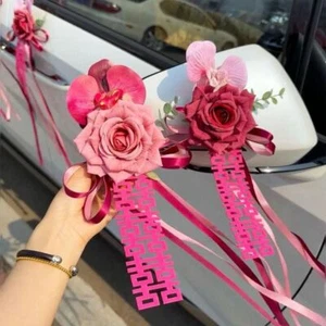 2Pcs Suction Cup Car Rearview Mirror Ornament Wedding Decoration Photo Props - Picture 1 of 17