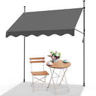 Vounot 3x1.2m Patio Telescopic Awning With Hand Crank, Sun Shade Shelter Grey