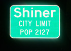 SHINER CITY LIMIT, Texas route road sign 18"x12", San Antonio, Shiner Bock beer