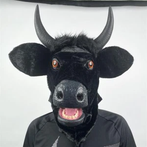 Moving Mouth Bull Mascot Fursuit Mask Cosplay Animal Halloween Headwear Helmet - Picture 1 of 12