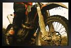 Close Up of Muddy Dirt Bike Photo Black Wood Framed Art Poster 20x14