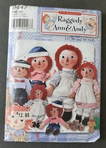 Simplicity 9477Classic Raggedy Ann & Andy 15-16-36" Doll Craft Pattern New - Picture 1 of 2