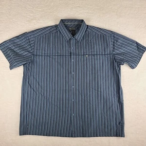 REI Shirt Mens XL Blue Gray Striped Casual Outdoor Hiking UPF 50+ Button Up - Picture 1 of 10