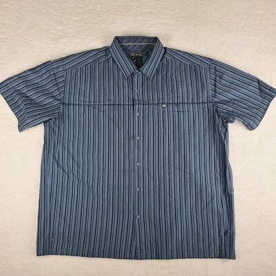 REI Shirt Mens XL Blue Gray Striped Casual Outdoor Hiking UPF 50+ Button Up - Image 1 of 4