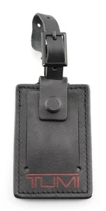 TUMI 'Alpha T-Pass' Black / Red Leather Luggage Tag - Medium - Picture 1 of 2