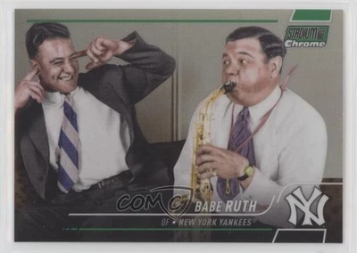 2022 Stadium Club Chrome Green Refractor /99 Babe Ruth (With Lou Gehrig) #3 HOF - Image 1 of 2