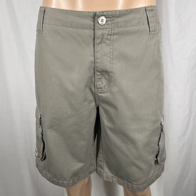 Vintage Y2K Anchor Blue Men's 34W Gray Taupe Skate Style Utility Cargo Shorts - Image 1 of 4