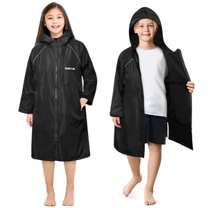 Kids Teen Swim Parka Fleece Hooded Water Resistant for Swimming Surf Boys Girls - Picture 1 of 29