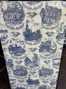 Philadelphia Wall Coverings Vinyl Toile Wallpaper Navy/Off-White - Picture 1 of 12