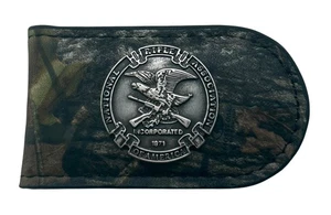 NRA-National Rifle Association Camo Genuine Leather Money Clip-Enmon-New in Tin - Picture 1 of 4