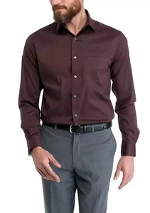 Van Heusen Mens Regular fit Dress Shirt Medium 15-15.5 32-33 Brown Solid - Picture 1 of 2
