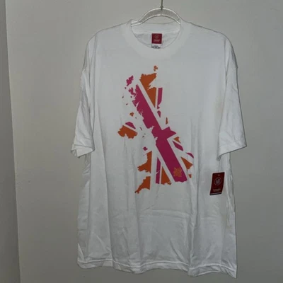NWT London 2012 Olympic Team UK United Kingdom Map Pink Orange T Shirt XL Cotton - Image 1 of 4