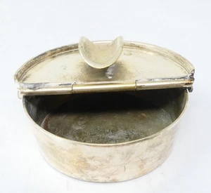 Hinged Lid Round Ashtray Silver Plated Mid Century - Picture 1 of 5