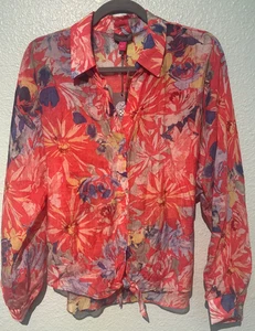 NWT - VINCE CAMUTO COLORFUL LIGHTWEIGHT RAYON BLEND LONG SLEEVE TOP - SIZE LARGE - Picture 1 of 4