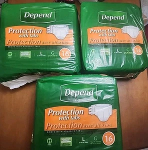 Depend Protection With Tabs Maximum Absorbency Briefs Large 46 Count 3 Packs - Picture 1 of 1