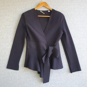 Country Road Jacket Womens Sz Extra Small Navy Blue Crepe Knit Wrap Basic - Picture 1 of 9