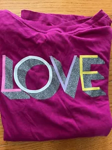 Victorias Secret Shirt Size L Love Logo Short Sleeve Tee Sparkly Lounge Pajamas - Picture 1 of 8