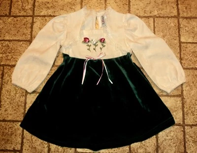 Vestido de Natal vintage Rose Cottage para meninas. Tamanho 2T. Lindo! - Imagem 1 de 3