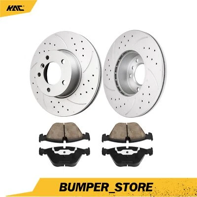 Rotores de disco perforados de freno delantero + pastillas de freno de cerámica para BMW 328i xDrive 2010-13 Foto 1 de 4
