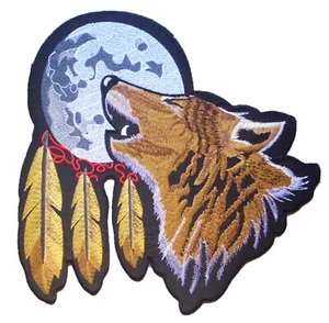 Backpatch Aufnäher Wolf Indianer Mond großer Rückentritt Rücken Übergröße Patch - Bild 1 von 2