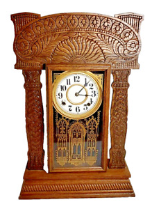 Antique Ingraham Gingerbread Mantel Clock Atlantic Ocean Line Art Nouveau