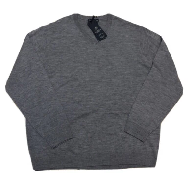 Suéter Hart Shaffner Marx Extra Fino Lana Merino Cuello en V 2XB Gris Mediano Nuevo con Etiquetas Foto 1 de 4