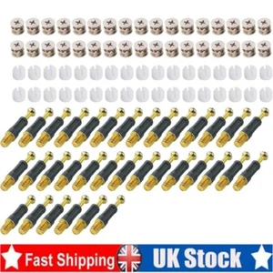 Furniture Connector Set 34 Fixing Screws Bolt Nut Dowel Kit for Assembly Repair - Picture 1 of 9