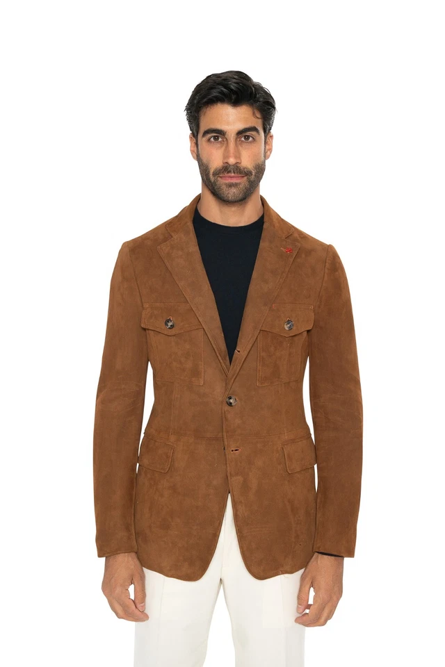 6800$ ISAIA Camel Safari Jacket Suede 100% Lambskin Leather 38 US 48 EU - Image 1 of 4