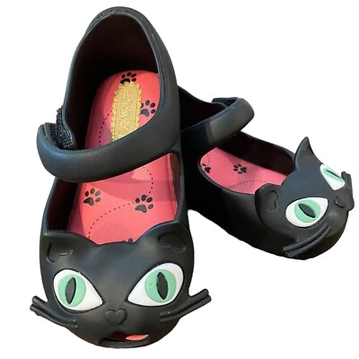 Mini Melissa Ultragirl II Black Cat Mary Jane Girls Infant/Toddler 5 Hook & Loop - Image 1 of 4