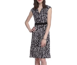 NEW LAURA JEFFRIES BLACK FLORAL CAREER FIT AND FLARE DRESS SIZE 22 W WOMEN $119 - Picture 1 of 4