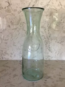 Fleur De Lis grünes Glas Karaffe Dekanter 1000 ml Made in Italy 10,75" hoch - Bild 1 von 6
