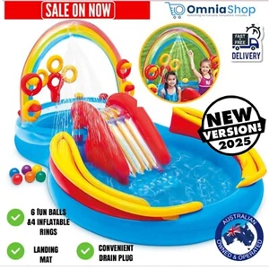 INTEX Inflatable Kid Rainbow Ring Pool Slide Water Play Center Ball Pit 297cm - Picture 1 of 7