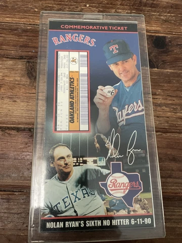 Nolan Ryan Commemorative Ticket 6th No Hitter, Numbered Cover
