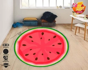 Watermelon Slice Rug, Summer Fruit Decor, Kids Playroom Carpet, Fun Floor Mat - Picture 1 of 10