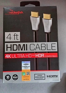Rocketfish 4ft HDMI Cable 4K Ultra HD and HDR Compatible 4K/ 60 FPS- Dolby HD - Picture 1 of 4