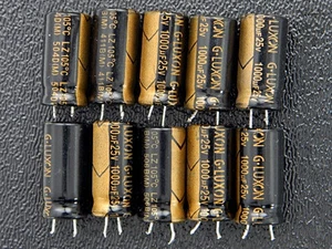 (10 piezas) Condensador radial electrolítico de aluminio 1000UF 25V 105C 10 mm x 20 mm - Imagen 1 de 3