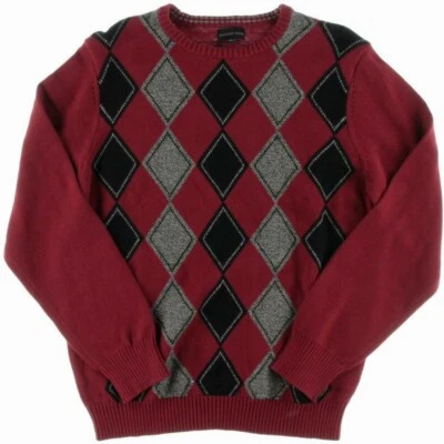 Suéter Geoffrey Beene Para Hombres Rojo Argyle Algodón Mangas Largas Pullover Talla M $75 Foto 1 de 3