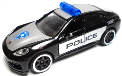 MAJORETE PORSCHE PANAMERA TURBO BLACK 1:64 DIECAST 3 1/8" POLICE CAR W/ SILVER - Image 1 of 4