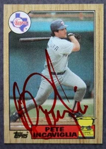 Tarjeta de béisbol Topps 1987 autografiada de los Texas Rangers Star Pete Incaviglia firmada-- - Imagen 1 de 1