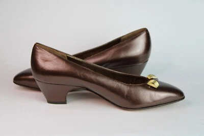 NUEVO DE COLECCIÓN Rangoni Italia Dk Bronce Cuero Tacón Latino 2" Tono Dorado Herrajes Talla 6B Foto 1 de 4
