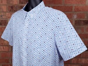 Johnston & Murphy Mens XL Airplane Pattern Short Sleeve Button Down Shirt NEW
