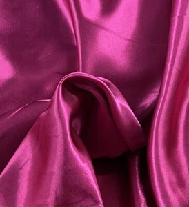 FUCHSIA PINK Charmeuse High Quality Satin Fabric 60” Width Sold By The Yard - Picture 1 of 2