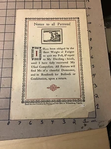 letterpress printed NOTICE TO ALL PATRONS hand set at Willaimsburg Virginia - Picture 1 of 6