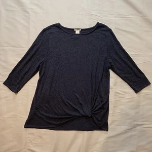 Matty M Womens Sweater Size Large Blue 1/2 Sleeve Pullover Side Twist Knot - Picture 1 of 8
