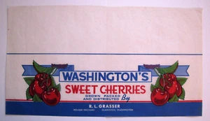 Original WA SWEET CHERRIES Kirschbox Liner/Tissue Houser Orchards Clarkston WA - Bild 1 von 1