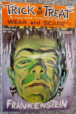 1963 Universal Pictures Frankenstein Monsters Máscara de miedo Libro perforado-sin abrir Foto 1 de 3