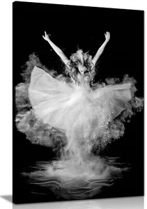 Schwarz Weiß Tanzende Ballerina Sprungpose gerahmt Leinwand Druck Wandkunst Wohnkultur - Bild 1 von 6