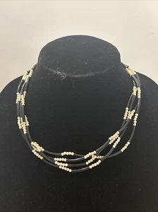 J CREW Black Onyx & Mini Pearl Multi Strand Necklace NEW BID 4 CHARITY❤️307 - Picture 1 of 4