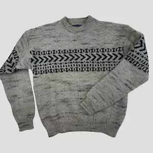 Vintage Pendleton Virgin Wool Sweater Men Medium Beige USA Fisherman Aztec - Picture 1 of 10