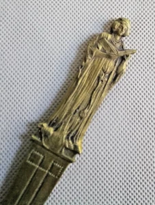Vintage Bronze Brass Art Nouveau Woman in Long Robe with Book Letter Opener - Picture 1 of 4